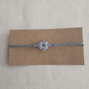 New Handmade Blue and White Beaded Bracelet